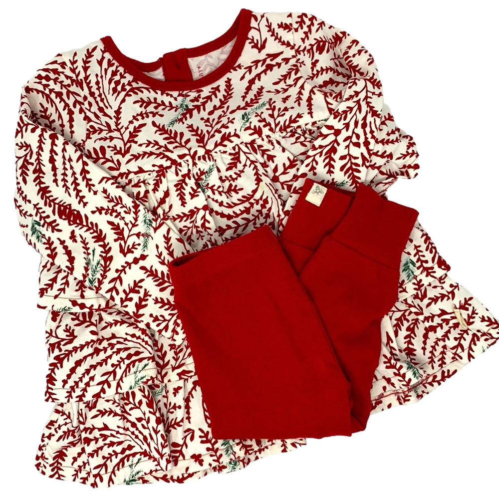 Burt’s Bees Long Sleeve Ruffle Dress w/ Leggings